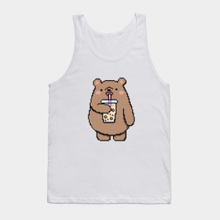 Pixel Bear Loves Boba Tea! Tank Top